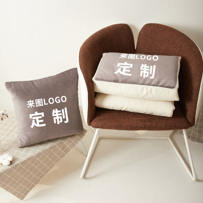 Pillow Custom Logo Dual-Use Two-in-One Pillow quilt Custom Custom Pillow Blanket Car Pillow quilt Advertising Gift - image 4