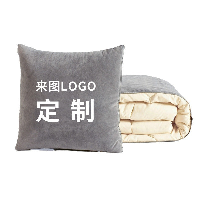 Pillow Custom Logo Dual-Use Two-in-One Pillow quilt Custom Custom Pillow Blanket Car Pillow quilt Advertising Gift - image 5