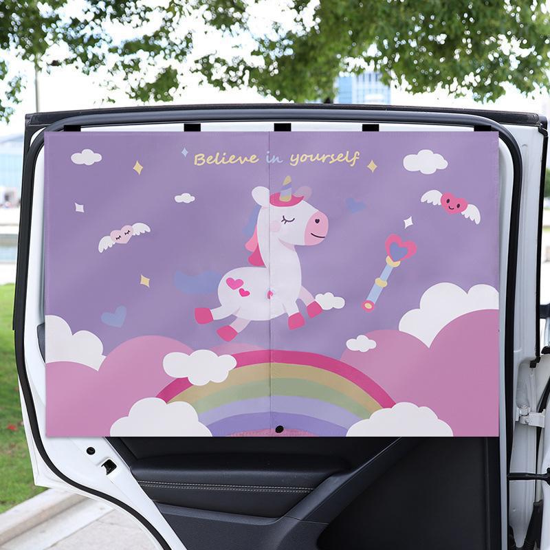 Car sunshade sun protection heat insulation sunshade window baby light blocking artifact magnetic suction retractable curtain car curtain - image 2