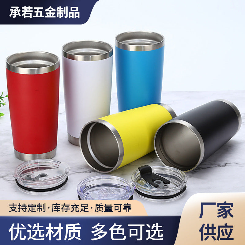 Amazon 20oz car cup car large capacity ice cup double vacuum stainless steel beer straw thermos cup - image 1
