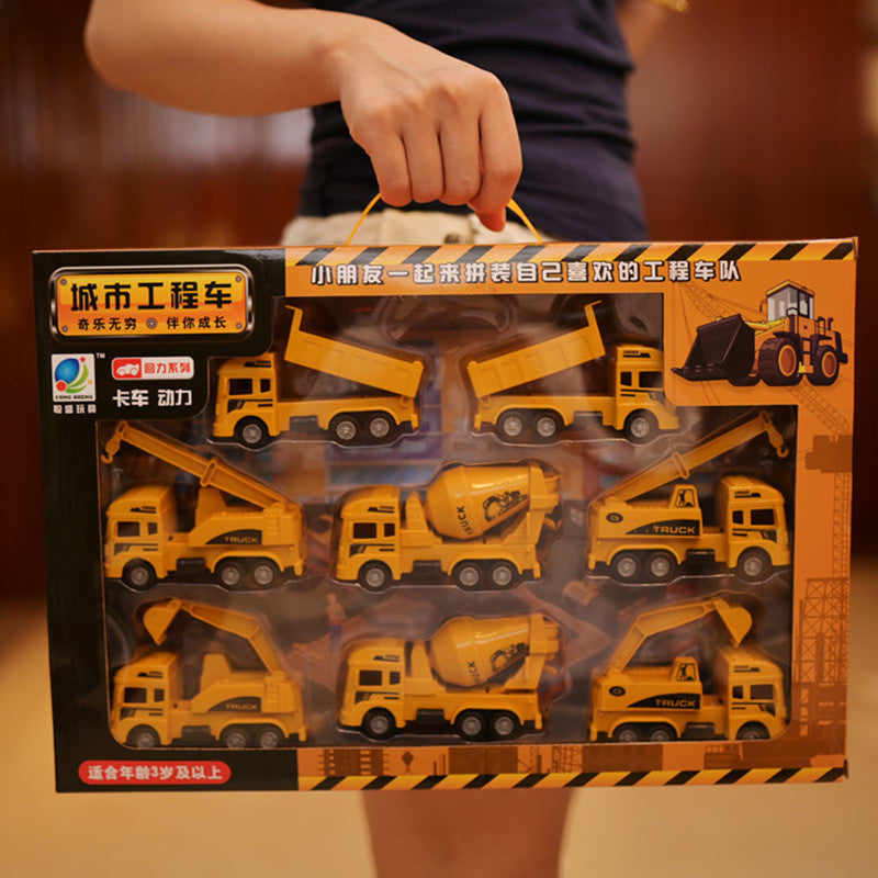 Baby toy 3-year-old 6-boy engineering vehicle large digging soil stirring dump crane pull back car suit - image 1
