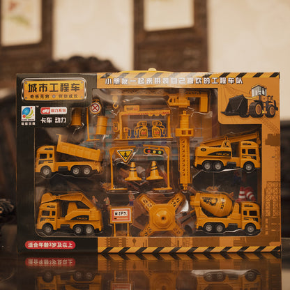 Baby toy 3-year-old 6-boy engineering vehicle large digging soil stirring dump crane pull back car suit - image 3