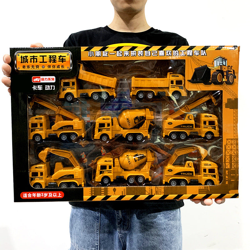 Baby toy 3-year-old 6-boy engineering vehicle large digging soil stirring dump crane pull back car suit - image 4