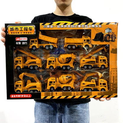 Baby toy 3-year-old 6-boy engineering vehicle large digging soil stirring dump crane pull back car suit - image 4
