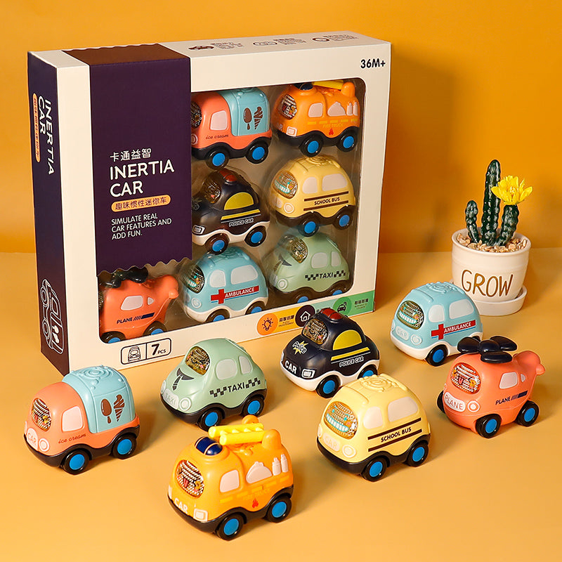 Children's Car Toy Set Inertia Car Non-back Boy Baby Model Fall Resistant One Year Old Two Girls Baby - image 1