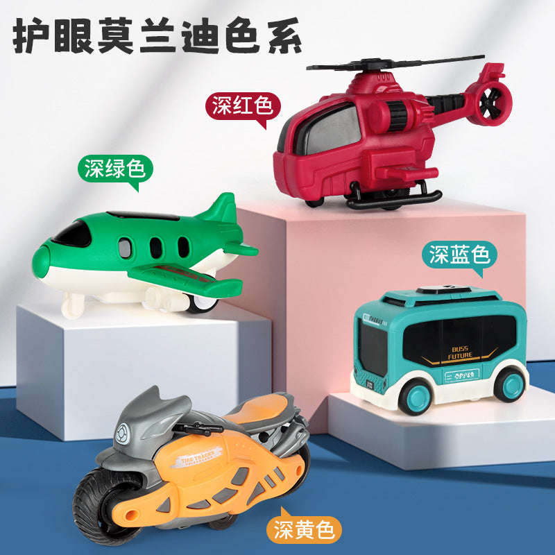 Cross-Border Children's Toys Bus Helicopter Motorcycle Plastic Car Wholesale Kindergarten Cartoon Gifts - image 3