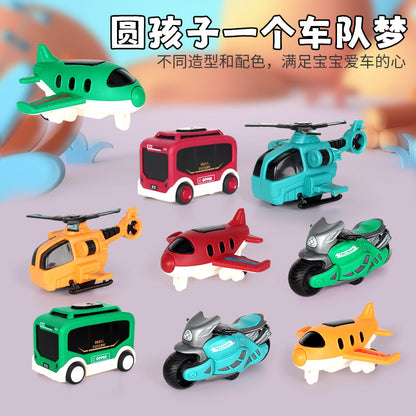 Cross-Border Children's Toys Bus Helicopter Motorcycle Plastic Car Wholesale Kindergarten Cartoon Gifts - image 4