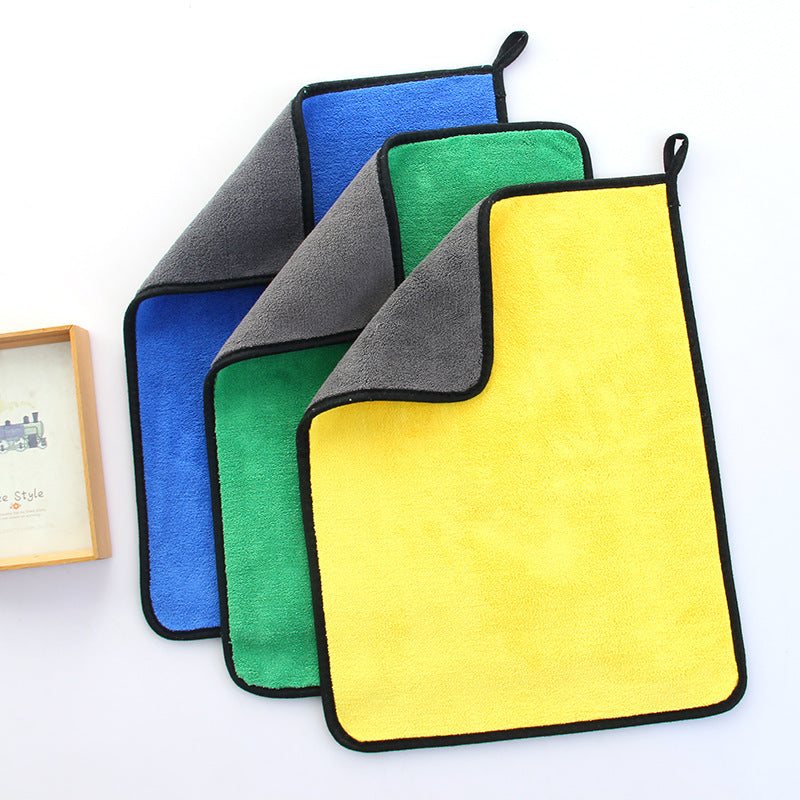 Coral fleece car cloth car wash towel double color car towel thickened absorbent double-sided car towel can be printed logo - image 2