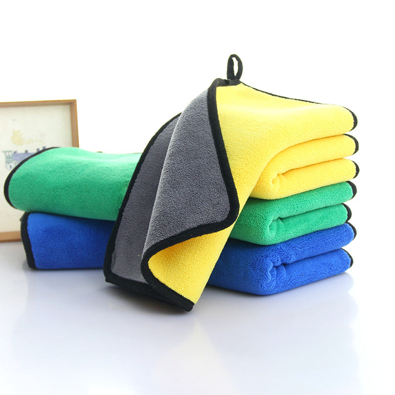 Coral fleece car cloth car wash towel double color car towel thickened absorbent double-sided car towel can be printed logo - image 3