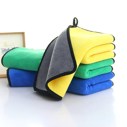 Coral fleece car cloth car wash towel double color car towel thickened absorbent double-sided car towel can be printed logo - image 3