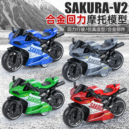 Douyin Internet Celebrity Kidsren's Toy Boy Artificial Mini Toy Car Model Alloy Pull-Back Motorcycle Export Toy - image 1