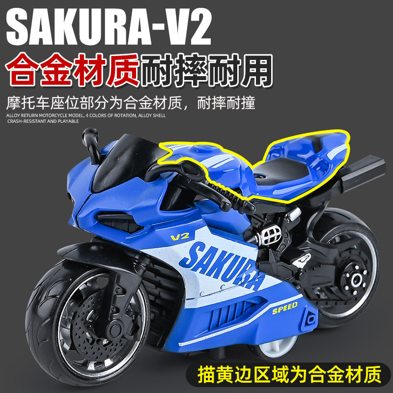 Douyin Internet Celebrity Kidsren's Toy Boy Artificial Mini Toy Car Model Alloy Pull-Back Motorcycle Export Toy - image 2