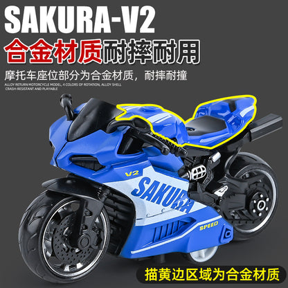 Douyin Internet Celebrity Kidsren's Toy Boy Artificial Mini Toy Car Model Alloy Pull-Back Motorcycle Export Toy - image 2