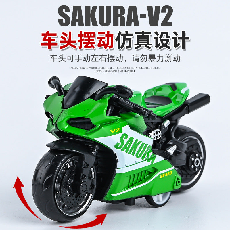 Douyin Internet Celebrity Kidsren's Toy Boy Artificial Mini Toy Car Model Alloy Pull-Back Motorcycle Export Toy - image 4