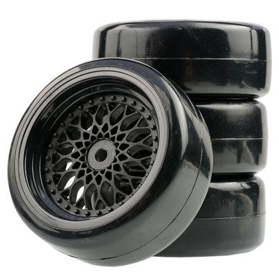 RC model 1:10 remote control car drift tire bald head hard tire RV flat car drift 94123 nylon wheels - image 1