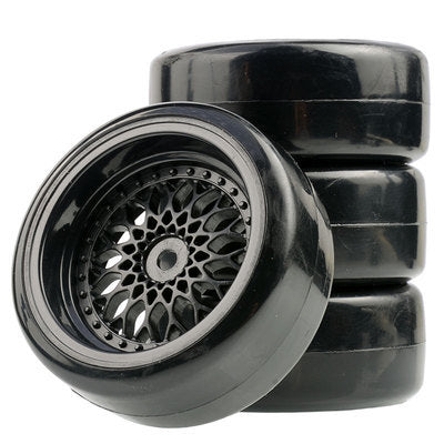 RC model 1:10 remote control car drift tire bald head hard tire RV flat car drift 94123 nylon wheels - image 2