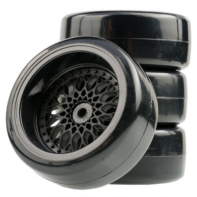 RC model 1:10 remote control car drift tire bald head hard tire RV flat car drift 94123 nylon wheels - image 3