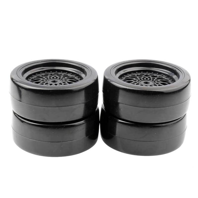 RC model 1:10 remote control car drift tire bald head hard tire RV flat car drift 94123 nylon wheels - image 4