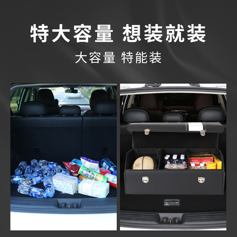 Car trunk storage box car storage box Multifunctional leather folding storage box car storage box - image 2