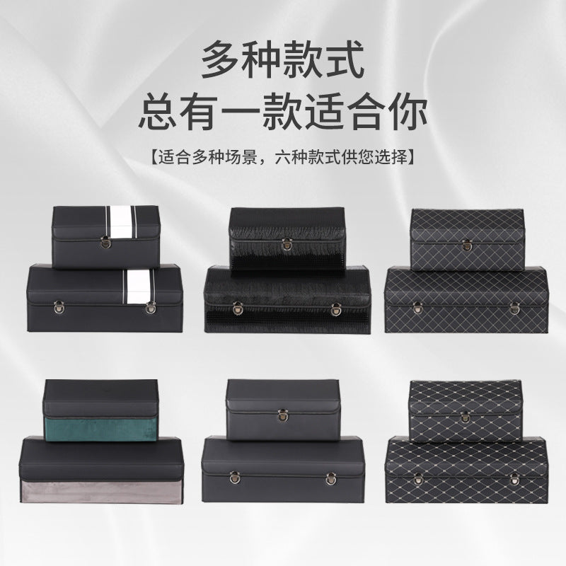 Car trunk storage box car storage box Multifunctional leather folding storage box car storage box - image 3