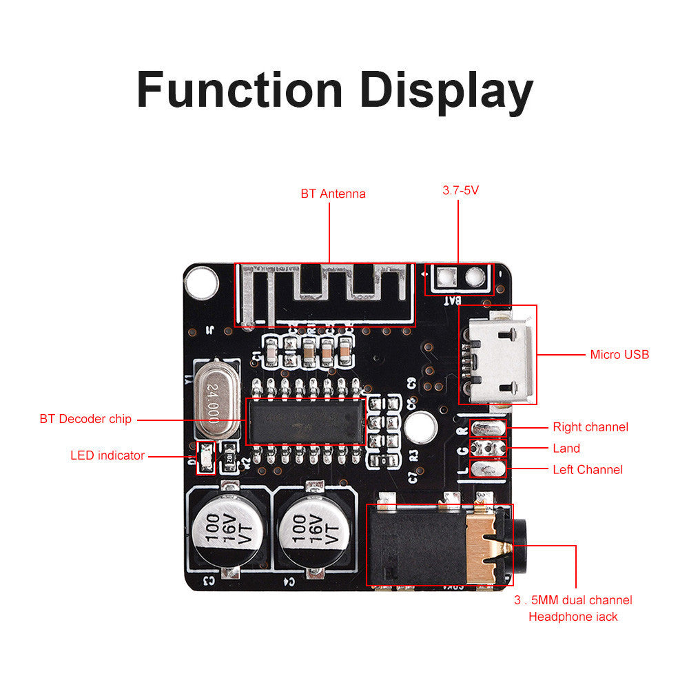 New Version Bluetooth 5.0 Audio Receiver Module Type-C Mp3 Bluetooth Decoding Board Car Audio Speaker - image 3