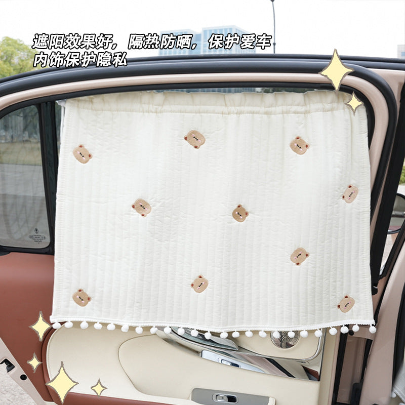Car sunshade side curtain cartoon car sun protection and heat insulation sunshade cute suction cup car curtain sunshade - image 1