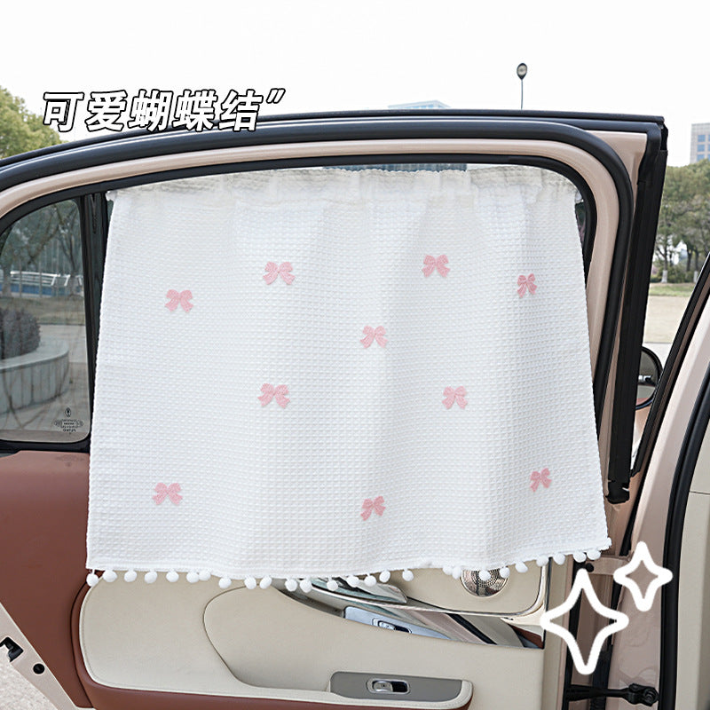 Car Sunshade Summer Curtain Waffle Summer Car Insulated Sunshade Suction Cup Car Window Sun Protection Side Shield - image 2
