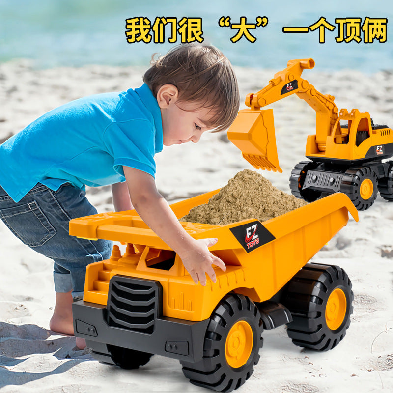 Super Large Inertial Driving Engineering Vehicle Toy Children's Thickened Fall-Resistant Beach Digger Shovel Truck Dumper Truck - image 2