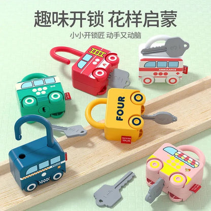 Cross-border educational children's matching lock toy car shape key intelligence development children's ring buckle unlock cognition - image 2