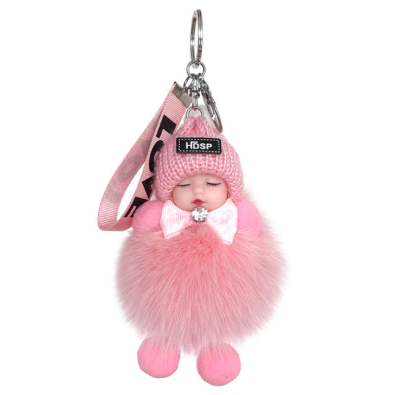 Real fox fur ball pendant cute plush doll sleep doll car key chain bag accessories wholesale generation - image 5