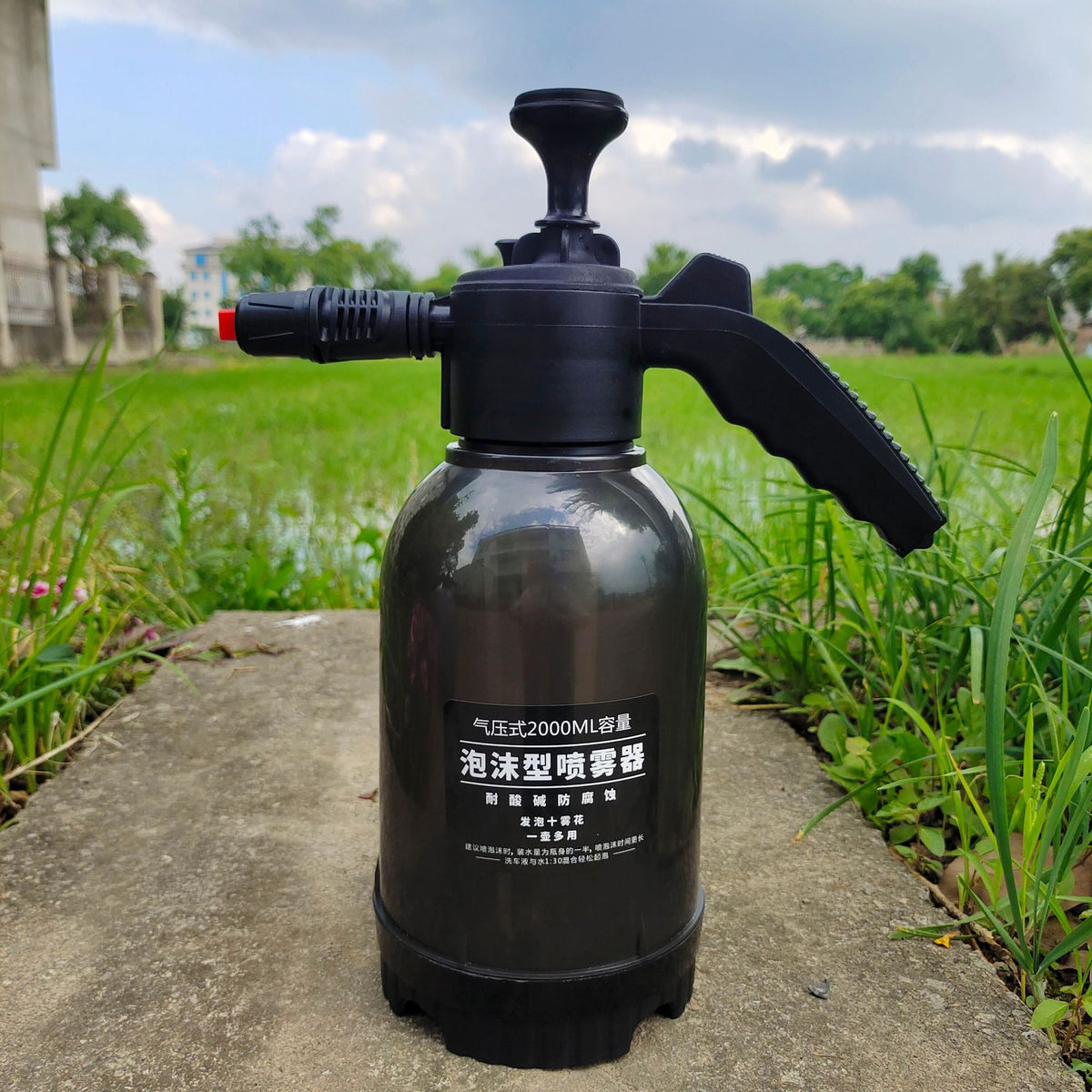 Foam watering can Car Wash artifact 2 liter watering can dual-purpose black transparent air pressure handheld sprayer high pressure gardening - image 1