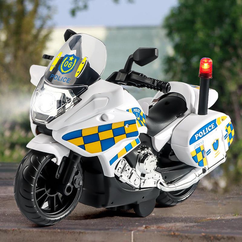 Boy's Toy Double Inertia Sound and Light Police Car Sound Effect Police Motorcycle Night Market Children's Toy Stall Supply - image 1