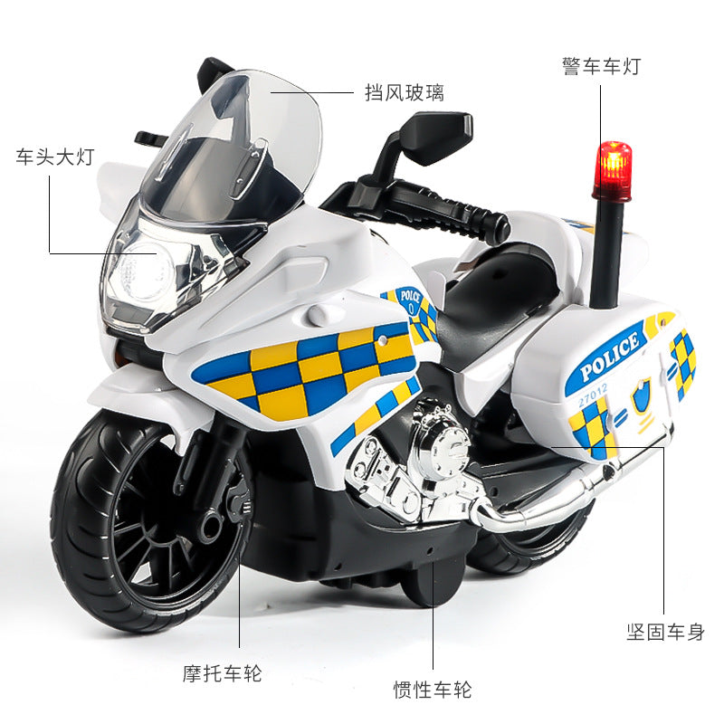 Boy's Toy Double Inertia Sound and Light Police Car Sound Effect Police Motorcycle Night Market Children's Toy Stall Supply - image 2