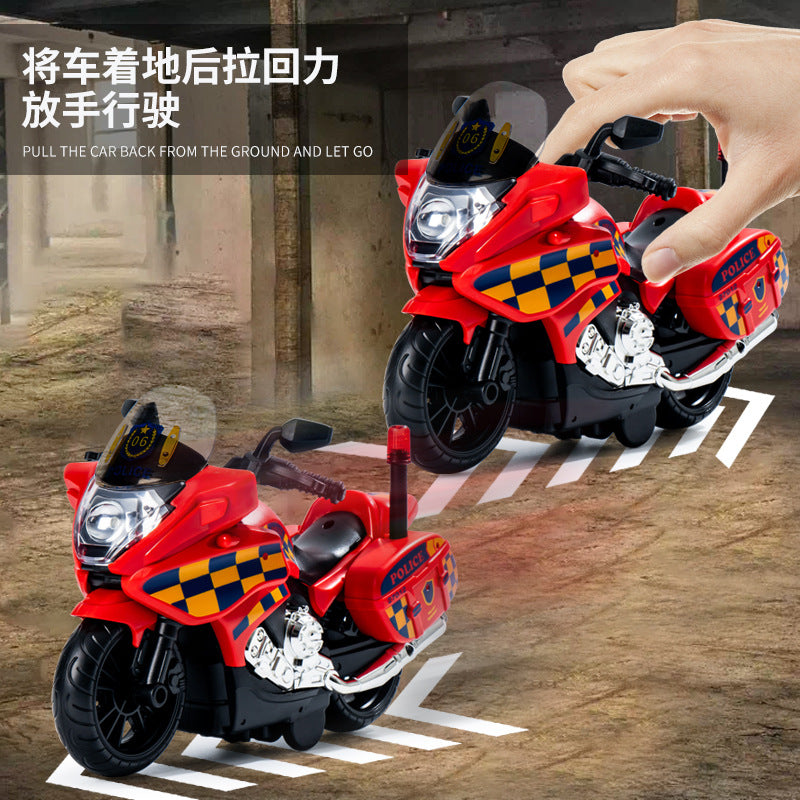 Boy's Toy Double Inertia Sound and Light Police Car Sound Effect Police Motorcycle Night Market Children's Toy Stall Supply - image 3
