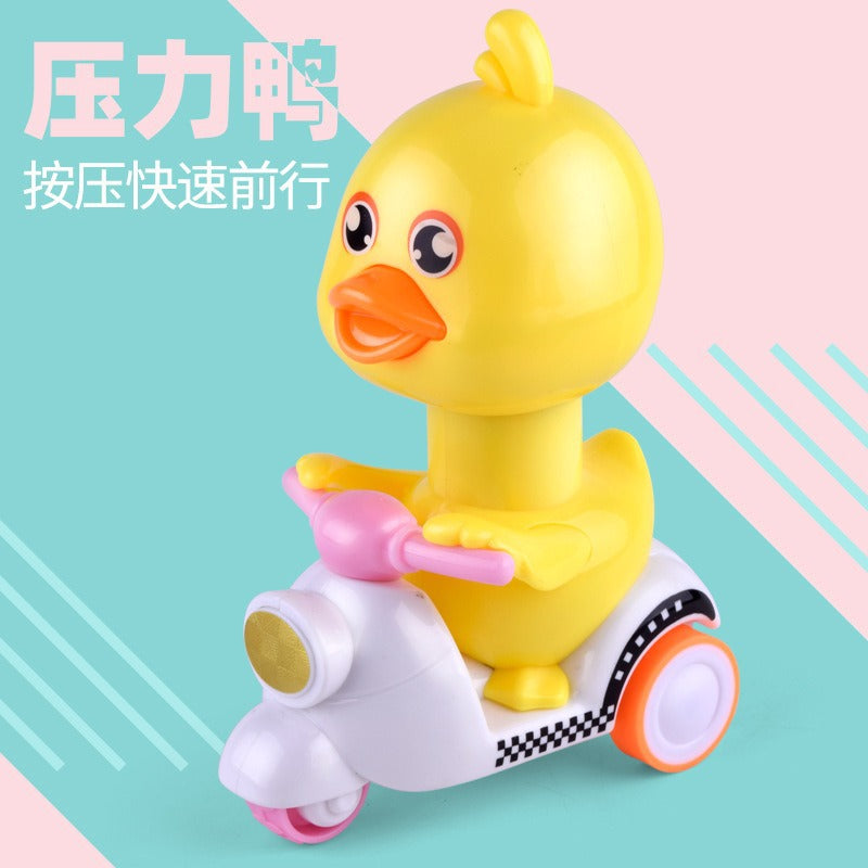 Press type yellow duck toy children's pull-back car Boy motorcycle car baby inertia car child mini - image 3