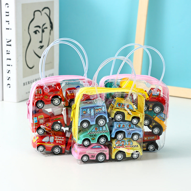 Children's inertia pull-back car suit 1 bag 6 pack engineering car fire truck baby pull-back car cross-border toys wholesale - image 1