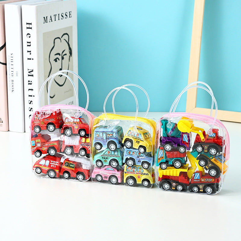 Children's inertia pull-back car suit 1 bag 6 pack engineering car fire truck baby pull-back car cross-border toys wholesale - image 2