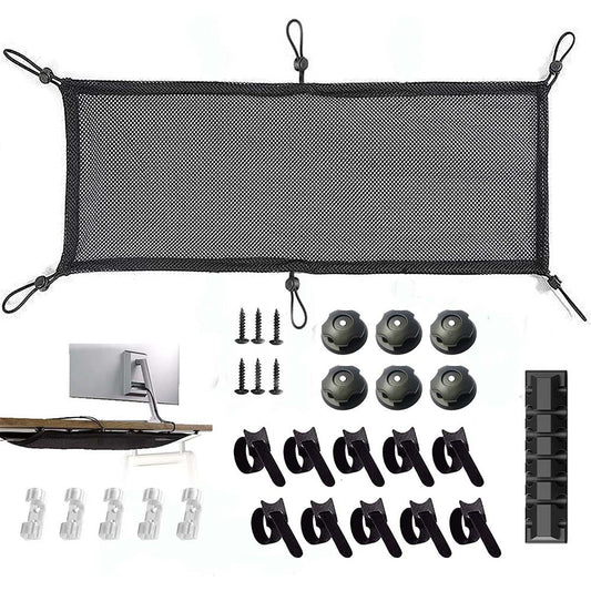Cross-border business desk bottom simple storage net car net bag cable clip silicone cable winder data cable winder - image 1