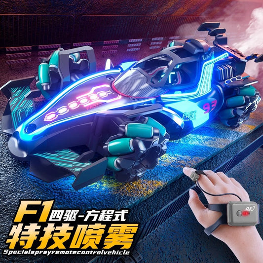 Tiktok hot sale spray F1 remote control car 2.4g remote control car gesture induction racing car children stunt drift four-drive car - image 1