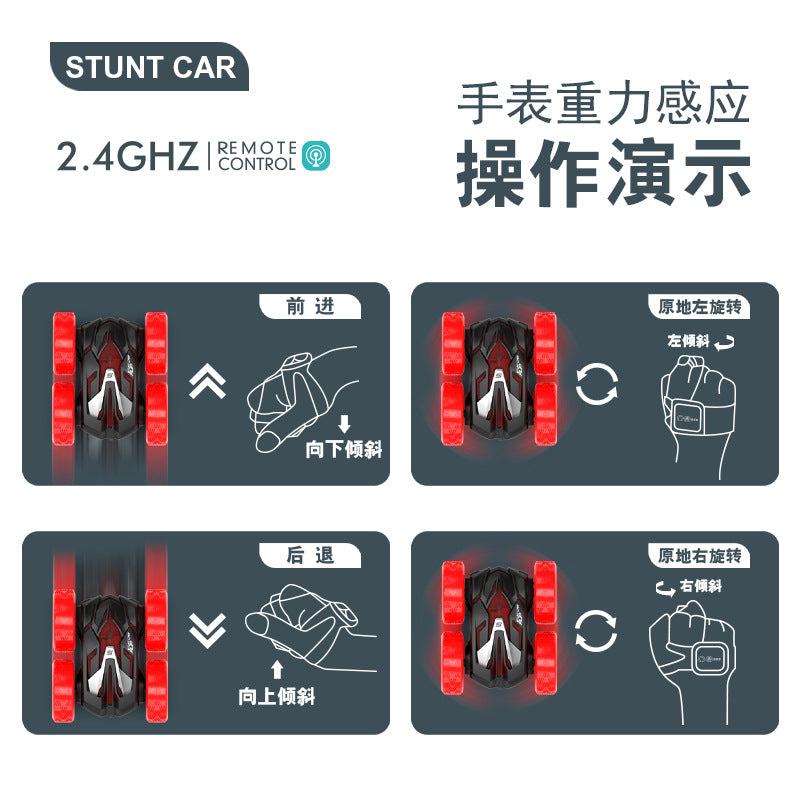 New Double-Sided Cool Remote Control Car with Gesture Control, Gyroscope, Colorful Lights, 360-Degree Upright Driving, Gift Model Car for Boys - image 4