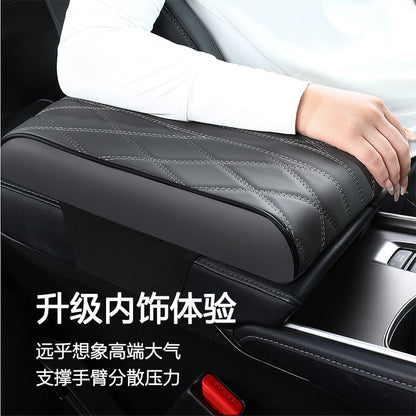 Universal car armrest box booster pad memory cotton nappa leather car armrest box pad elbow drag pad diamond style - image 3