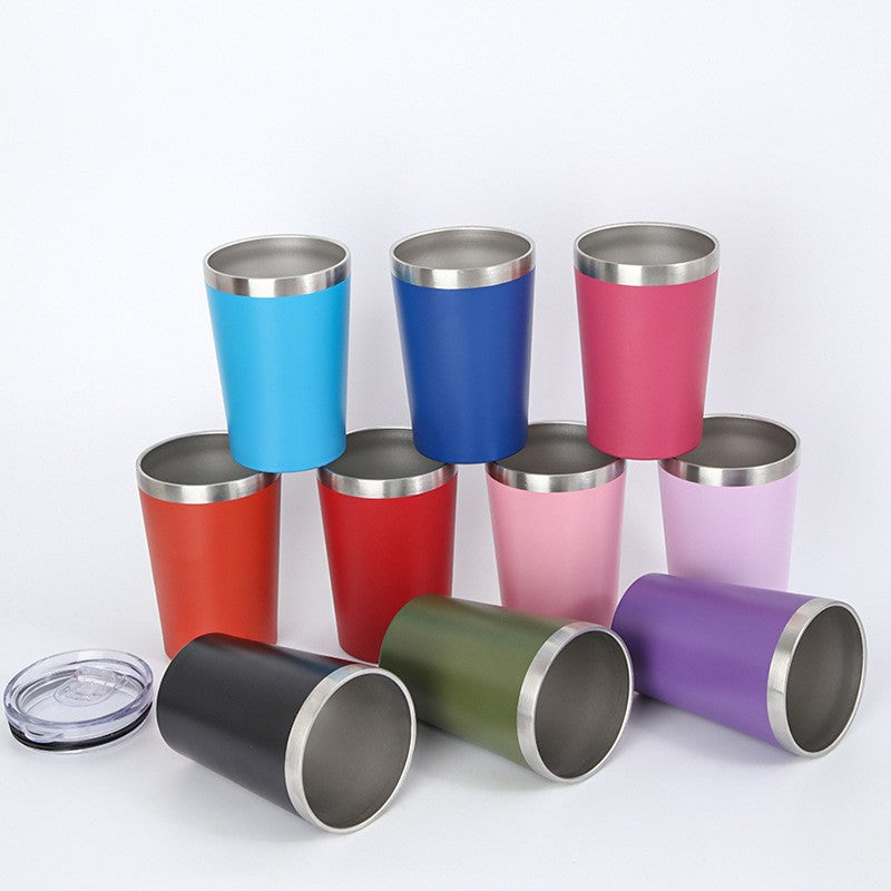 Cross-border Simple 12oz Mini Milk Cup 304 Stainless Steel Vacuum Coffee Cup Outdoor Car Portable Thermos Cup - image 1