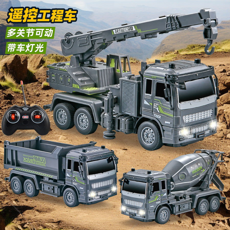 Children's remote control engineering vehicle toy car 1:32 four-way light simulation electric dump truck stirring crane engineering vehicle - image 2