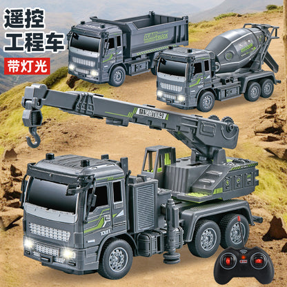 Children's remote control engineering vehicle toy car 1:32 four-way light simulation electric dump truck stirring crane engineering vehicle - image 3
