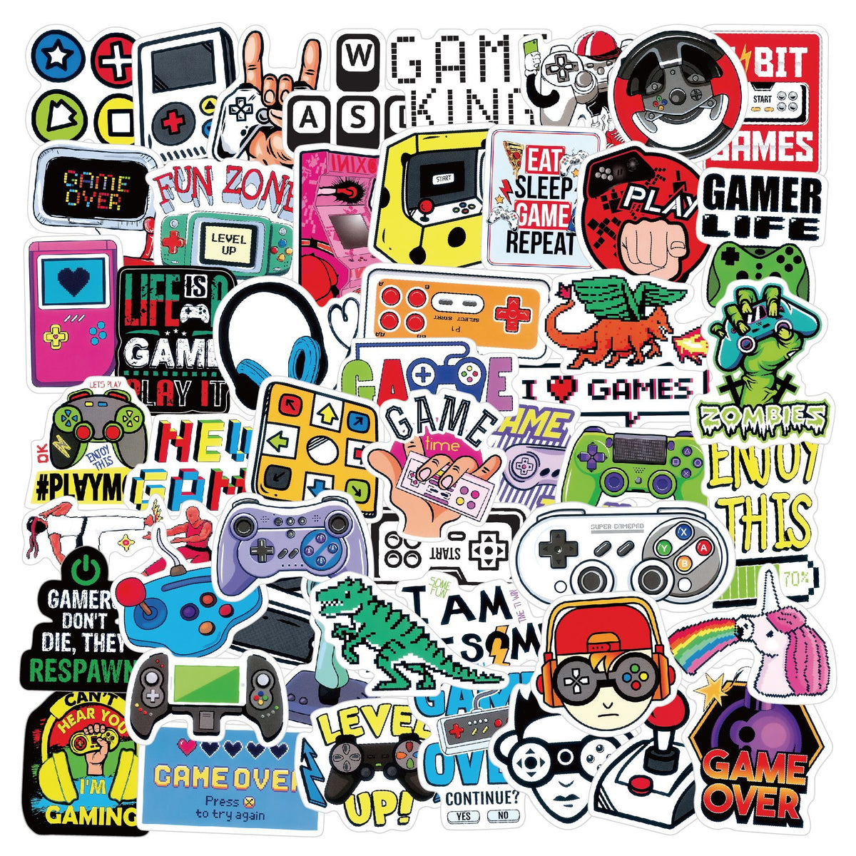 50 pieces of classic game machine graffiti stickers luggage notebook water Cup electric car Children cartoon graffiti - image 1