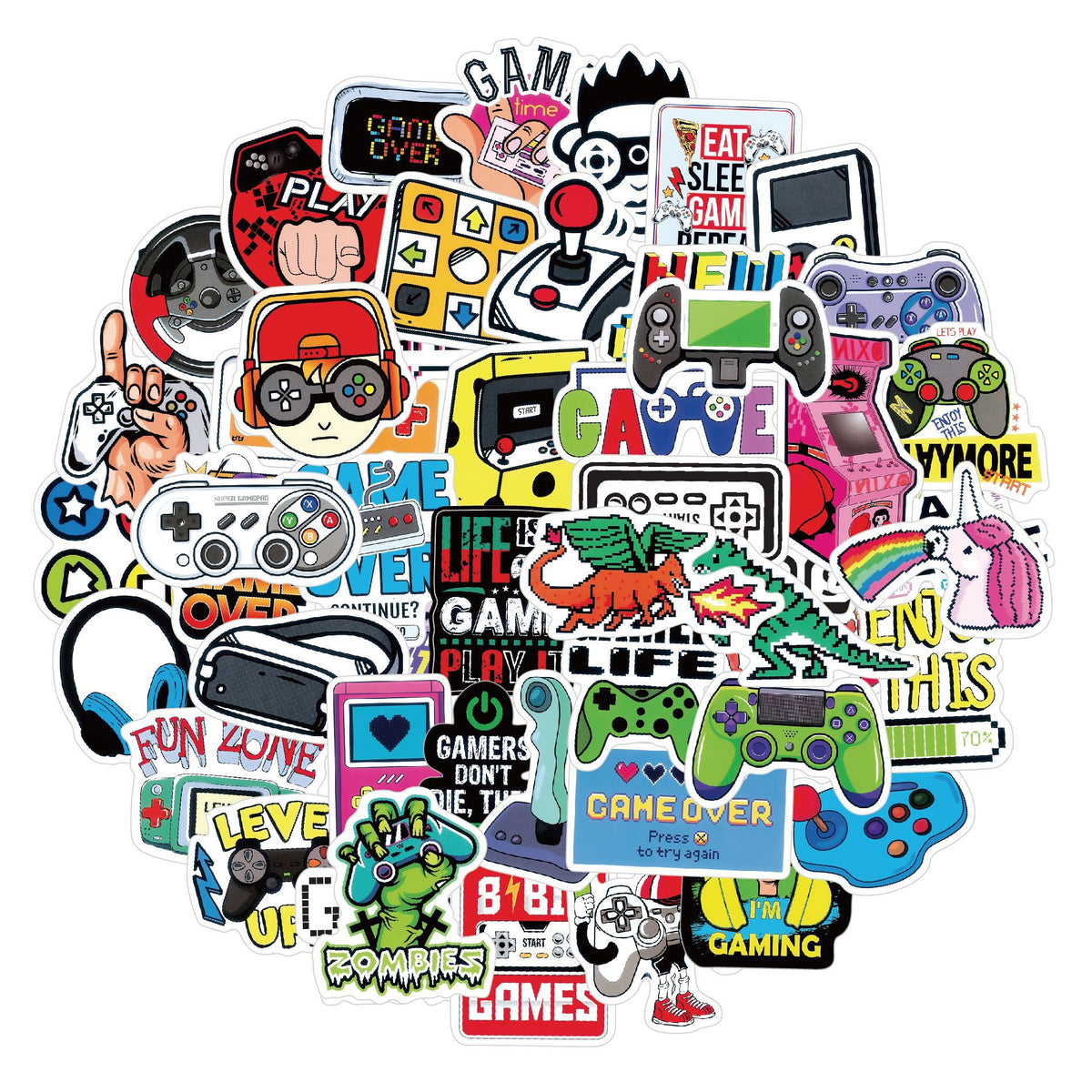 50 pieces of classic game machine graffiti stickers luggage notebook water Cup electric car Children cartoon graffiti - image 2