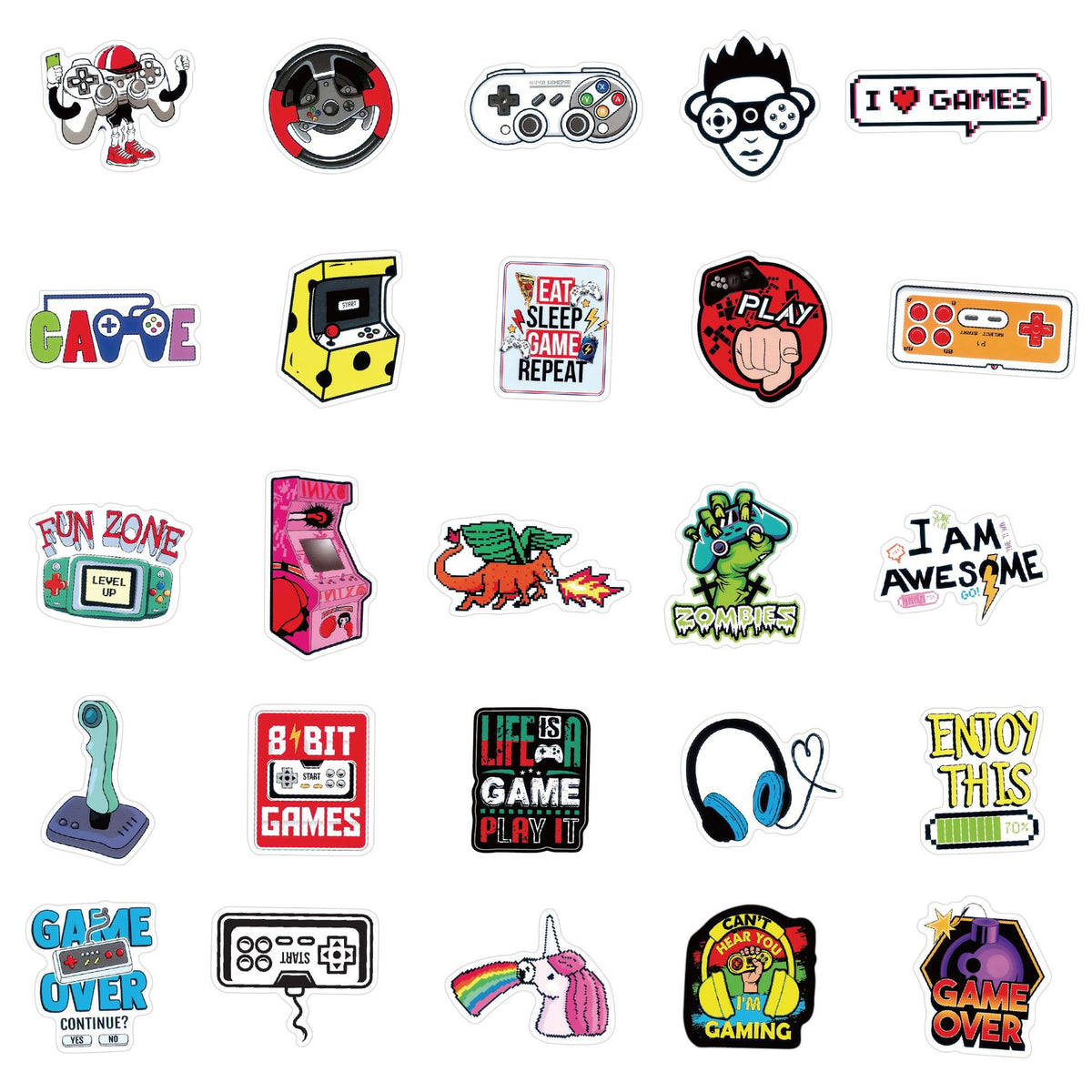 50 pieces of classic game machine graffiti stickers luggage notebook water Cup electric car Children cartoon graffiti - image 5