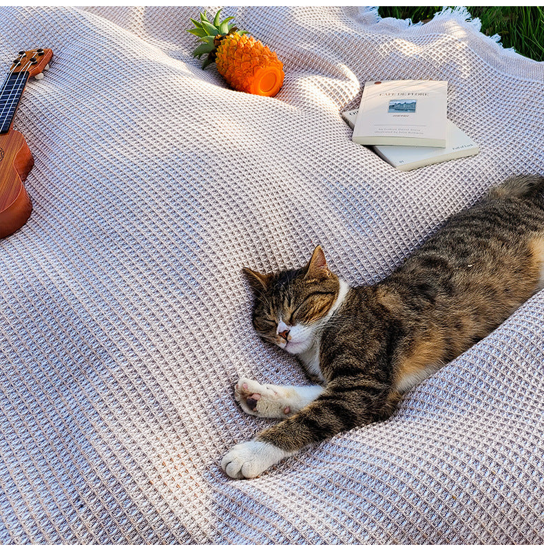 Outdoor Picnic Mat Linen Tablecloth Camping Style Blanket Atmosphere Tablecloth Picnic Mat Outing Car Trunk Mat - image 2