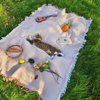 Outdoor Picnic Mat Linen Tablecloth Camping Style Blanket Atmosphere Tablecloth Picnic Mat Outing Car Trunk Mat - image 4