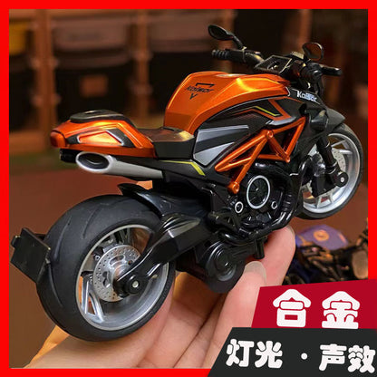 Simulation iron riding motorcycle pull back alloy car model light sound effect Racing 3-year-old boy toy gift wholesale - image 1